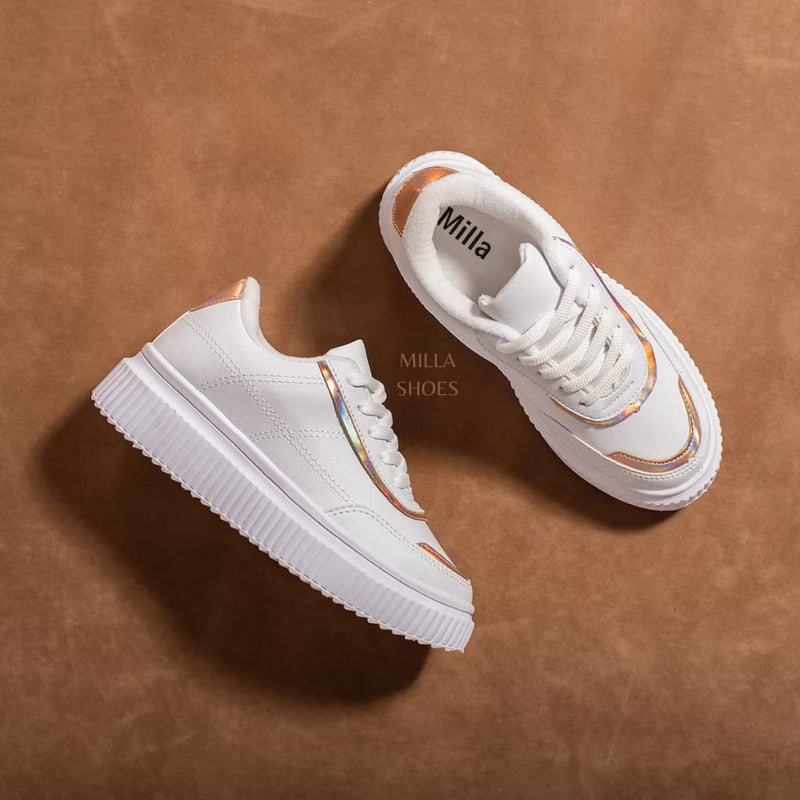 TENIS TRATORADO BRANCO CASUAL ESTILOSO FEMININO