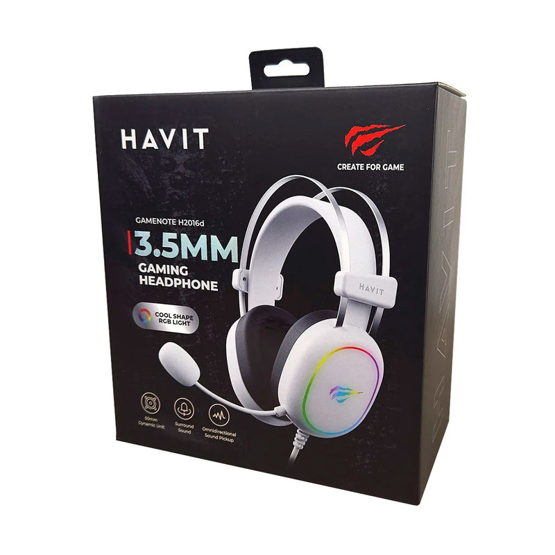 HEADSET GAMER HAVIT GAMENOTE H2016D RGB BRANCO
