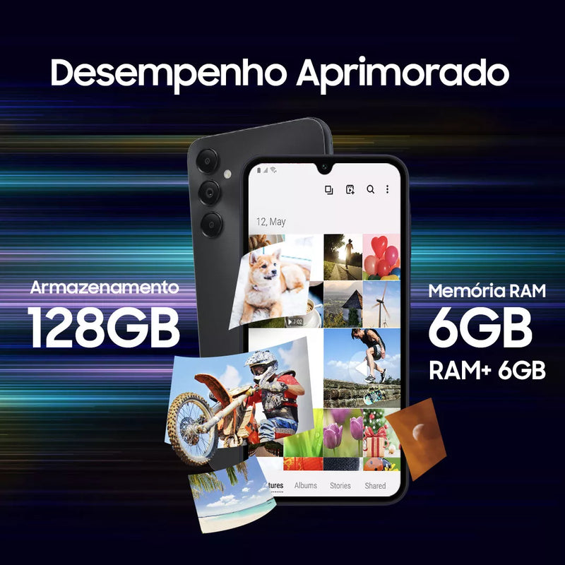 Smartphone Samsung Galaxy A05s 4G 128GB 6GB RAM Câmera Traseira Tripla 50MP + 2MP + 2MP + Selfie 13MP Tela 6.7" Preto
