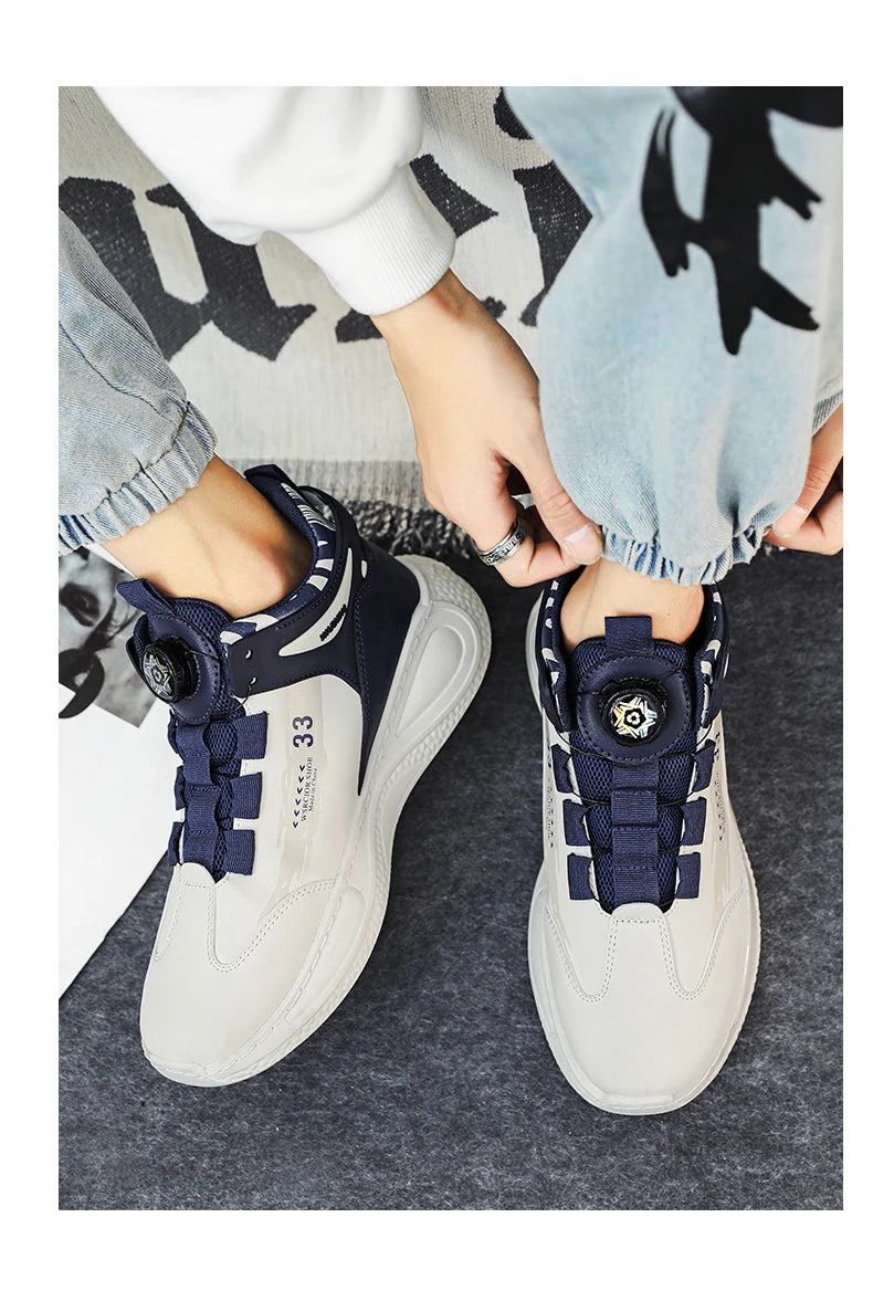 TÊNIS MASCULINO COM FIVELA GIRATÓRIA, SAPATOS CONFORTÁVEIS E ANTIDERRAPANTES COM CADARÇO E DURÁVEIS PARA ATIVIDADES AO AR LIVRE MASCULINAS