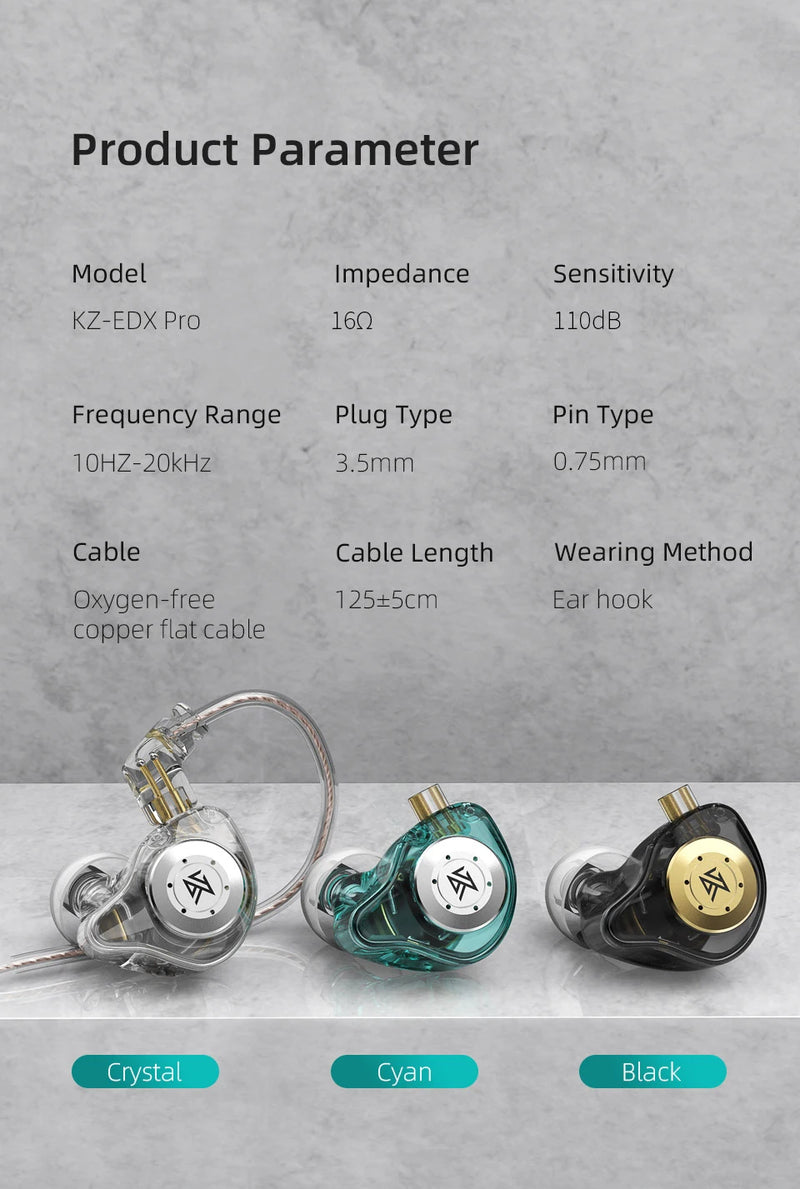 SPORT HEADSET KZ-EDX PRO CIRCUITO MAGNÉTICO DUPLO