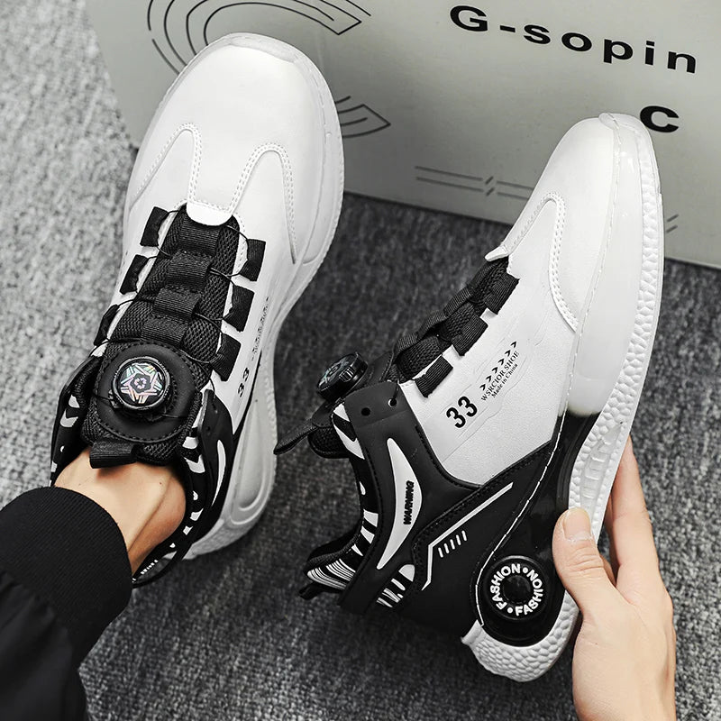 TÊNIS MASCULINO COM FIVELA GIRATÓRIA, SAPATOS CONFORTÁVEIS E ANTIDERRAPANTES COM CADARÇO E DURÁVEIS PARA ATIVIDADES AO AR LIVRE MASCULINAS