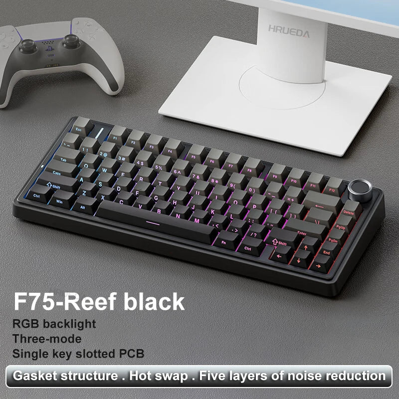 TECLADO MECÂNICO SEM FIO /BLUETOOTH/COM FIO RGB PERSONALIZADO 75% LAYOUT