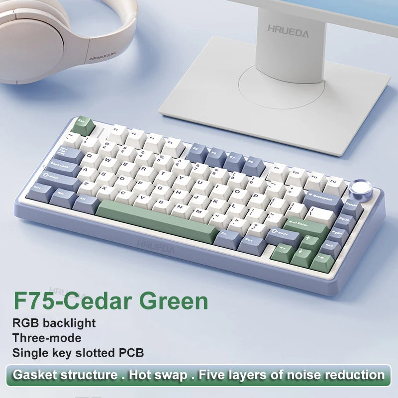 TECLADO MECÂNICO SEM FIO /BLUETOOTH/COM FIO RGB PERSONALIZADO 75% LAYOUT