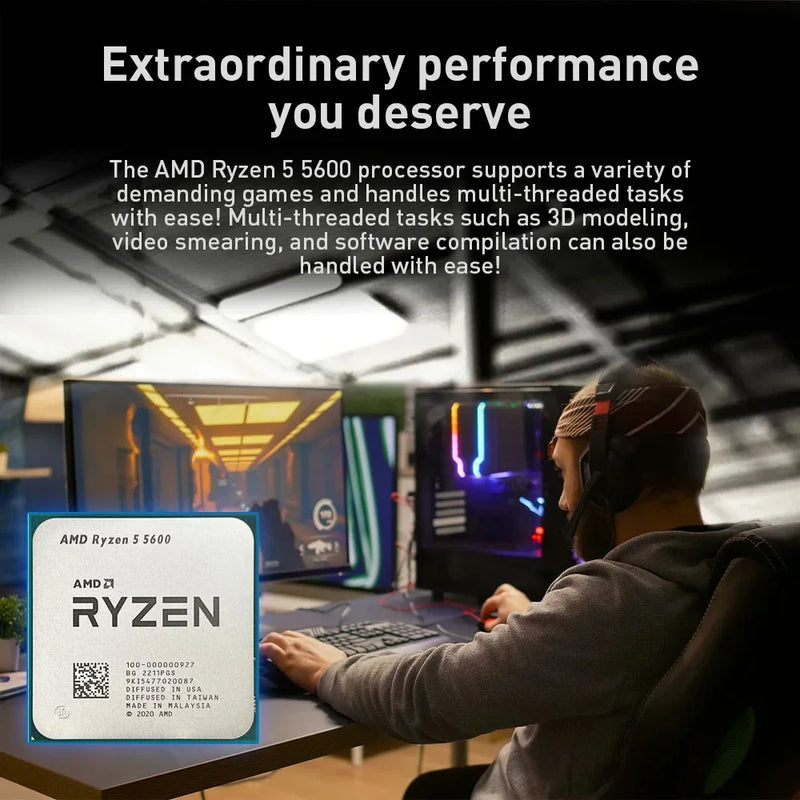 NEW AMD RYZEN 5 5600 R5 5600 3.5 GHZ 6-CORE 12-THREAD CPU PROCESSOR 7NM L3=32M 100-000000927 SOCKET AM4 NO FAN