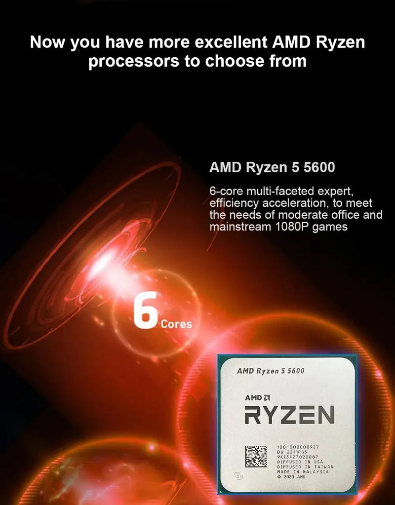 NEW AMD RYZEN 5 5600 R5 5600 3.5 GHZ 6-CORE 12-THREAD CPU PROCESSOR 7NM L3=32M 100-000000927 SOCKET AM4 NO FAN