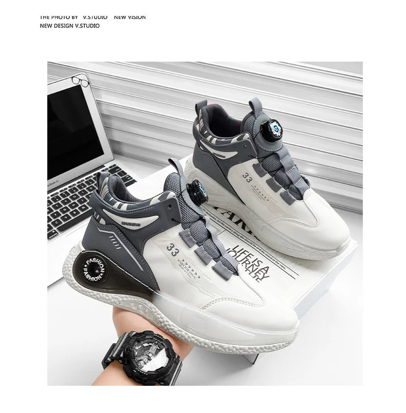 TÊNIS MASCULINO COM FIVELA GIRATÓRIA, SAPATOS CONFORTÁVEIS E ANTIDERRAPANTES COM CADARÇO E DURÁVEIS PARA ATIVIDADES AO AR LIVRE MASCULINAS