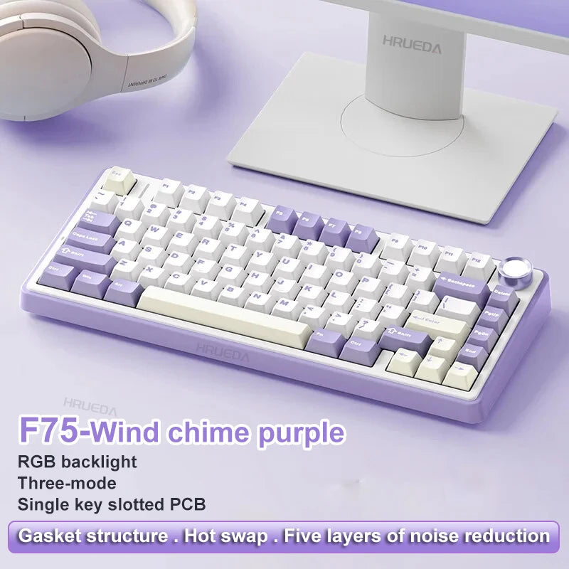 TECLADO MECÂNICO SEM FIO /BLUETOOTH/COM FIO RGB PERSONALIZADO 75% LAYOUT