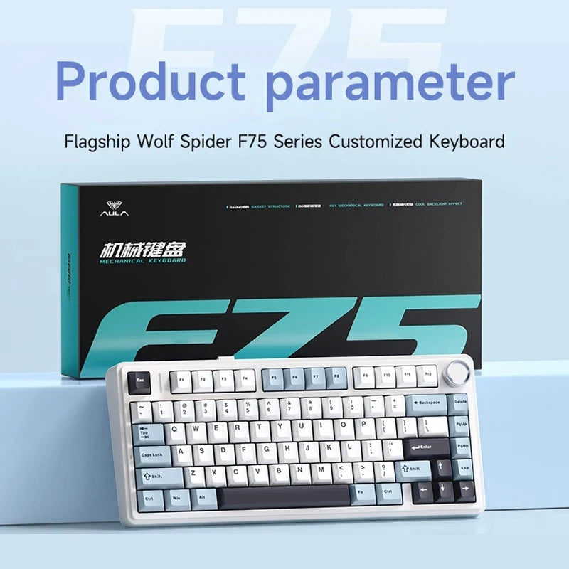 TECLADO MECÂNICO SEM FIO /BLUETOOTH/COM FIO RGB PERSONALIZADO 75% LAYOUT