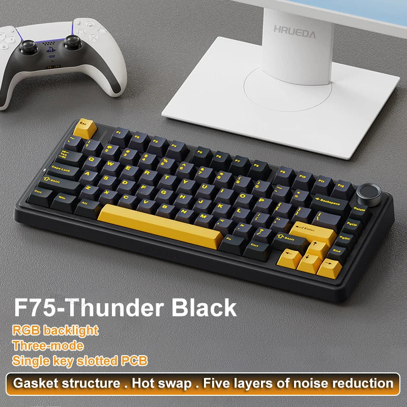 TECLADO MECÂNICO SEM FIO /BLUETOOTH/COM FIO RGB PERSONALIZADO 75% LAYOUT