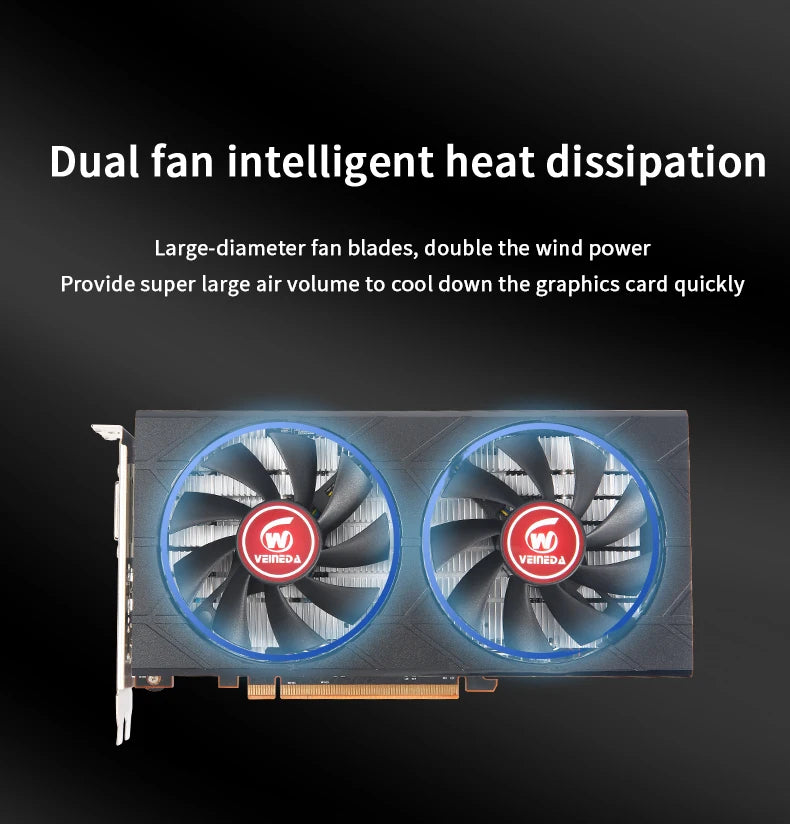 Veineda Graphics Card RX 5500XT 8GB  GPU GDDR6 128Bit 8pin7nm DP*2  Video Card Support Desktop CPU placa de video