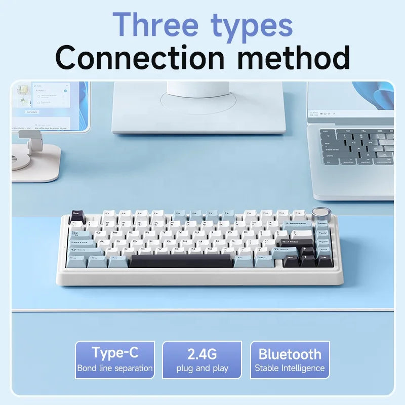 TECLADO MECÂNICO SEM FIO /BLUETOOTH/COM FIO RGB PERSONALIZADO 75% LAYOUT