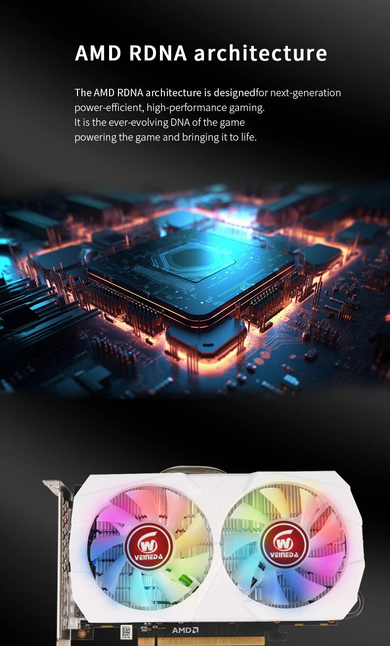 VEINEDA RX 580 8GB 2048SP PLACA GRÁFICA PARA JOGOS GDDR5 256BIT PCI EXPRESS 3.0 × 16 8PIN RADEON GPU RX580SERIES PLACA DE PLACA DE VÍDEO