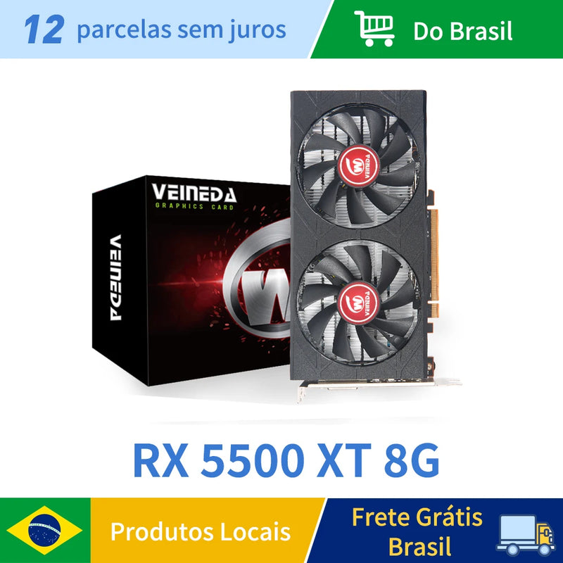 Veineda Graphics Card RX 5500XT 8GB  GPU GDDR6 128Bit 8pin7nm DP*2  Video Card Support Desktop CPU placa de video