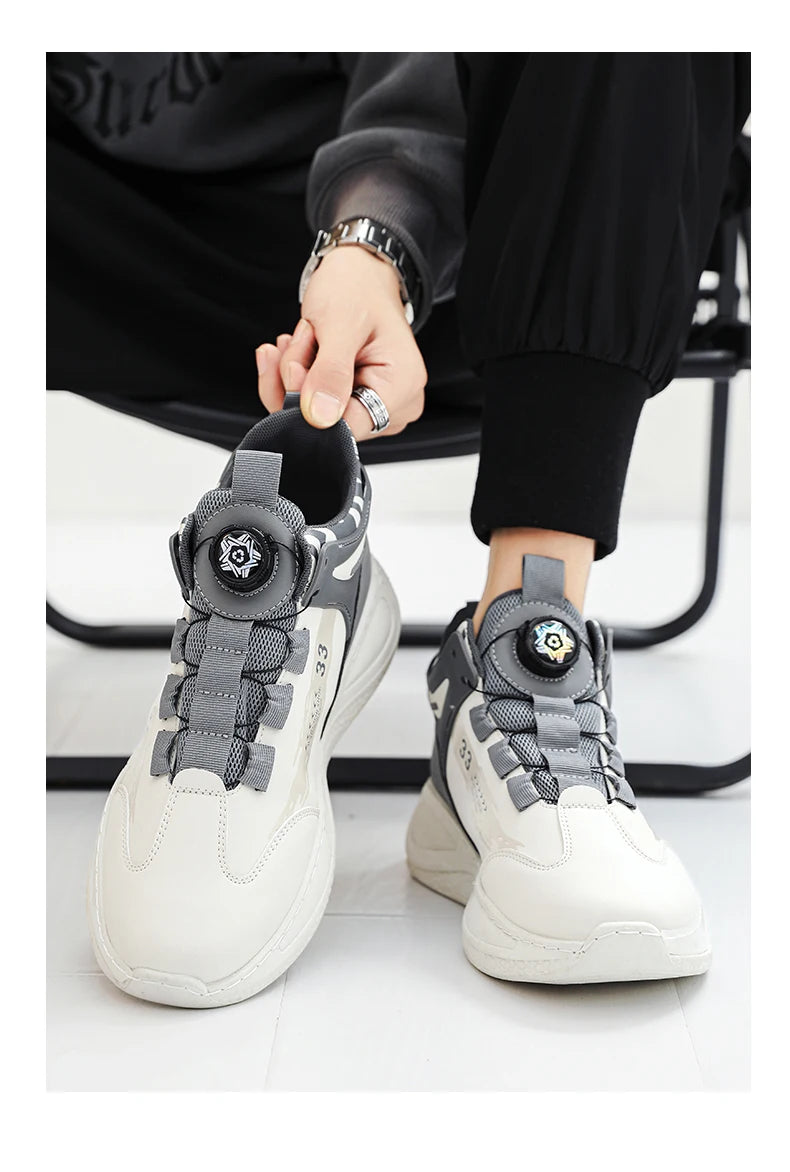 TÊNIS MASCULINO COM FIVELA GIRATÓRIA, SAPATOS CONFORTÁVEIS E ANTIDERRAPANTES COM CADARÇO E DURÁVEIS PARA ATIVIDADES AO AR LIVRE MASCULINAS